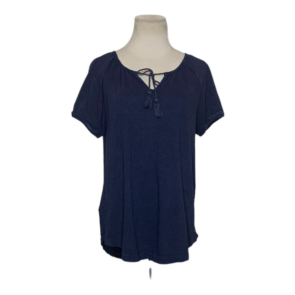 Eddie Bauer blue short sleeves cotton tunic top size small